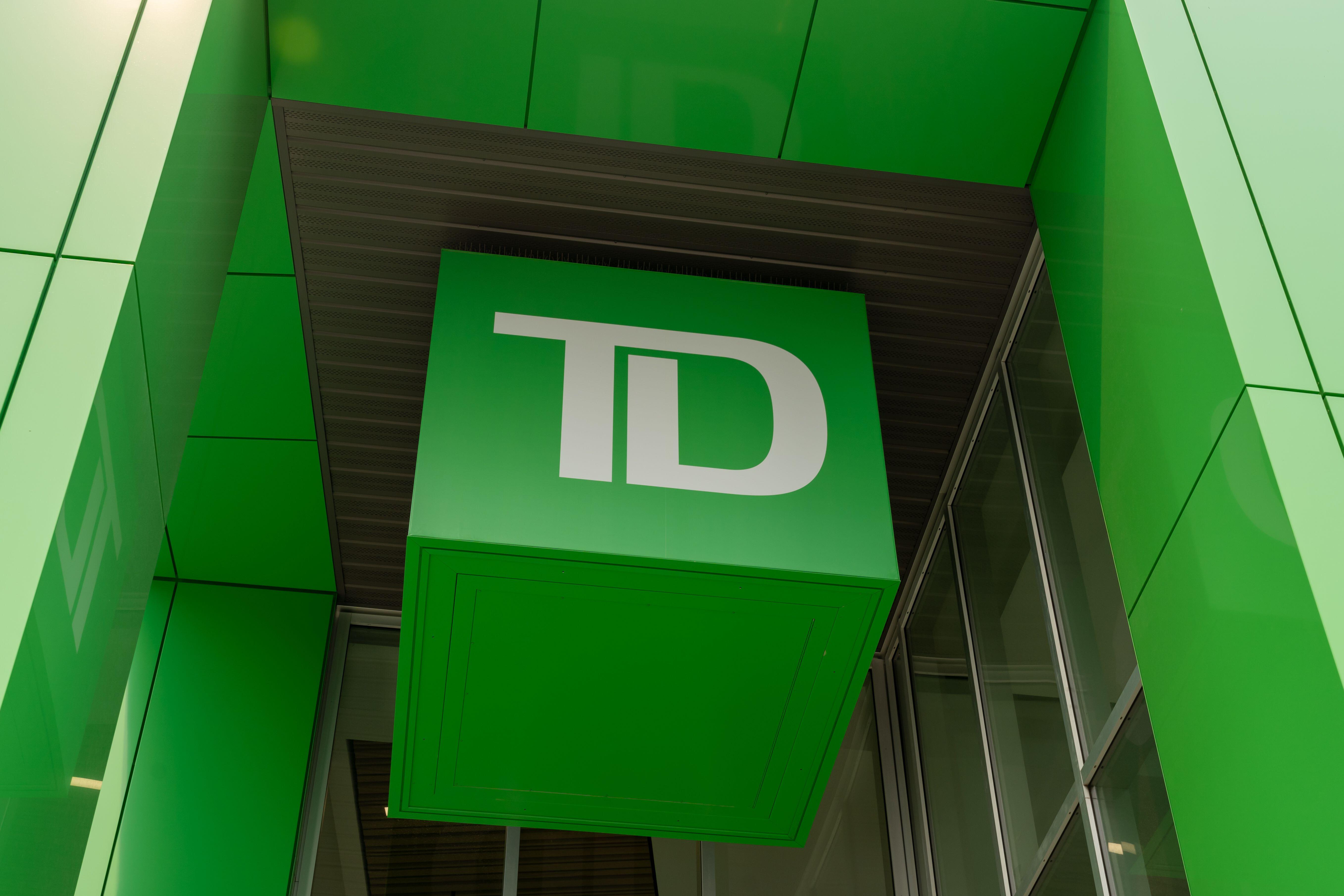 The TD logo is seen atop the Toronto Dominion Tower in Downtown Vancouver.  45981223 Stock Photo at Vecteezy, image size:5431x3621