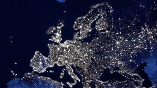 satellite image of planet earth Europe at night