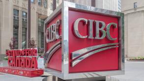 Sign of CIBC (Canadian Imperial Bank of Commerce) in Toronto?s financial district Toronto, Ontario.