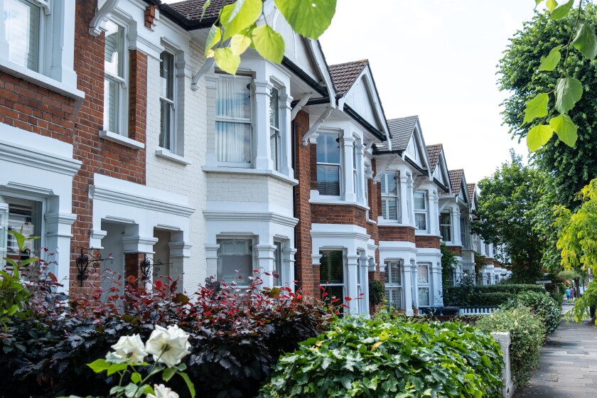 Row of red brick terraced houses