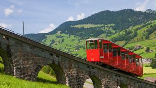 Iltiosbahn, Switzerland, Europe, canton St. Gallen, Toggenburg, mountain road, funicular, railroad,