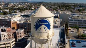 Los Angeles California. USA: 2025 December 9. Motion picture industry studio. Paramount Pictures, The Studios at Paramount Pictures. Aerial water tank