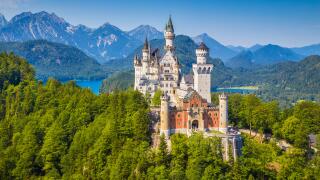 Beautiful view of world-famous Neuschwanstein Castle, one of Europe's most visited castles, in summer, Bavaria, Germany