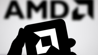 AMD logo displayed on smartphone