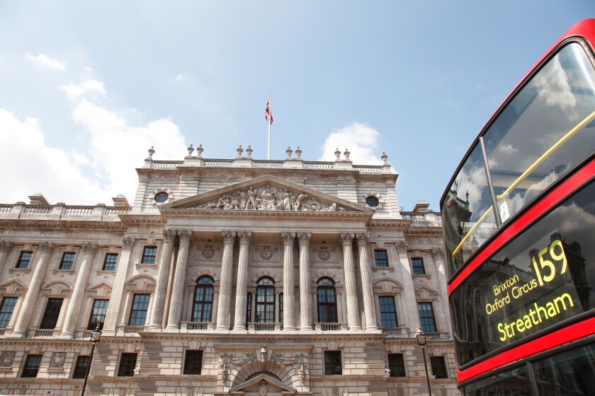 H M Treasury on Whitehall, Westminster, London, England, U.K.
