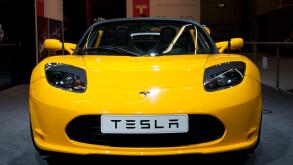 AMSTERDAM - APRIL 22 - Tesla Roadster Sport 2.5 on display during the AutoRAI motorshow April 22, 2011 in Amsterdam, The Netherlands.