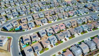 Aerial View of homes with Solar Panels in California