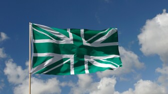 Green Union Jack flag