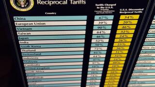 Liberation Day Trump?s reciprocal tariffs list viewed on computer screen