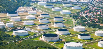 Oil tanks in industrial zone near Trieste, Italy