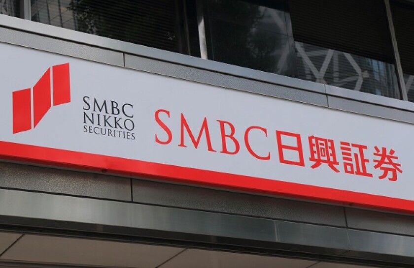 SMBC Nikko securities Japanese financial business. One of the biggest security companies in Japan.