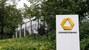 A logo sign outside of facility occupied by Commerzbank in Munich, Germany, on August 31, 2018.