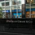 Corporate sign for JPMorgan Chase at one of their Manhattan office locations.