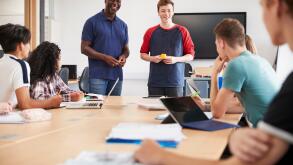 College Student Making Presentation In CAD/3D Printing Class