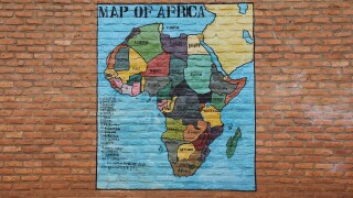 map of africa, painted on the wall of a school in africa (Rwanda)