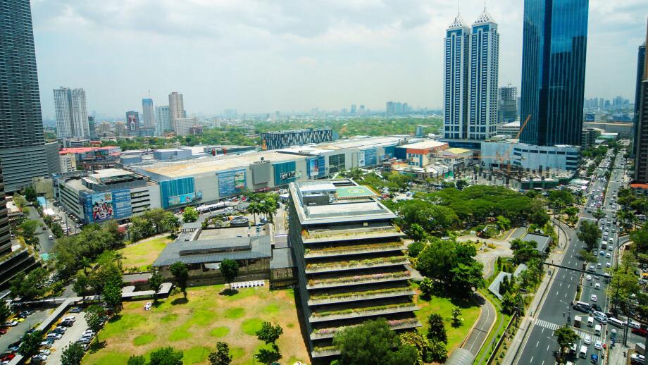 A beautiful view of the Megamall at daytime in Ortigas Center, Mandaluyong, Philippines