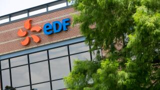 A logo sign outside of a facility occupied by EDF Trading Limited in Houston, Texas, on May 27, 2017.