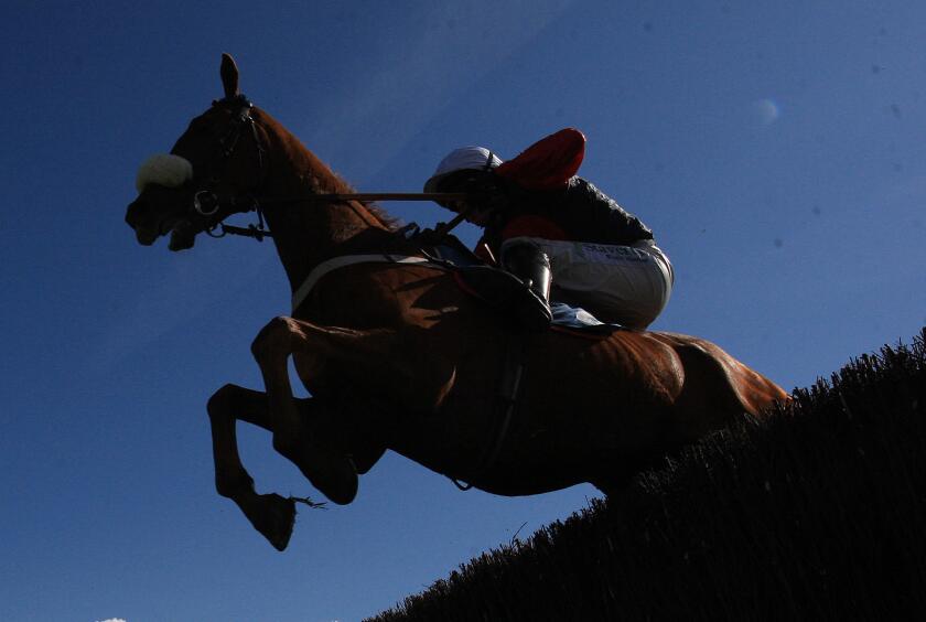 Horse Racing - Yorkshire Post Ladies Day - Wetherby Racecourse. Our Jim ridden by Jason Maguire clears the last to win the Racing Ahead Hatters Handicap Steeple Chase