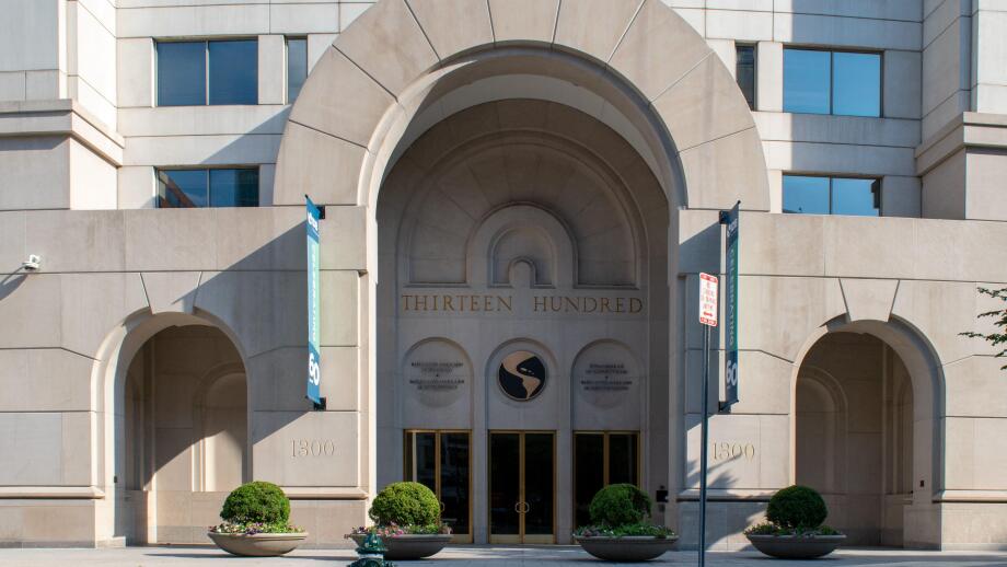 Washington, D.C. / USA - June 14 2020: Headquarters building of the Inter-American Development Bank, BID, in Washington.