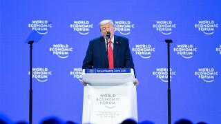 Davos, Switzerland. 21st Jan, 2026. U.S. President Donald Trump addresses the World Economic Forum Annual Meeting in Davos, Switzerland, Jan. 21, 2026. Credit: Lian Yi/Xinhua/Alamy Live News