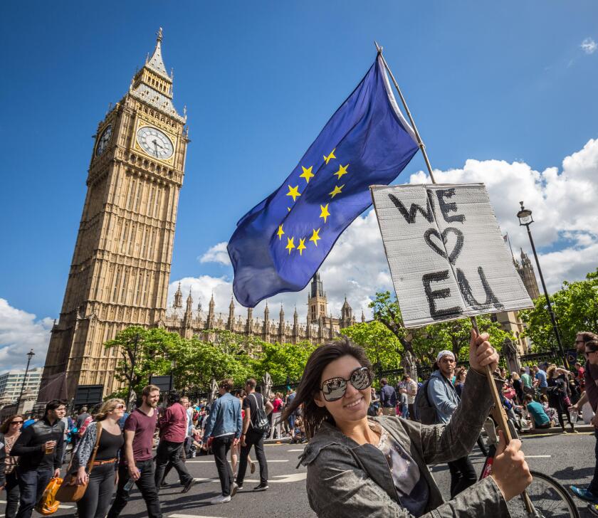 London, UK. 2nd July, 2016. ?March For Europe? protest against the Brexit EU Referendum saw tens of thousands of anti-Brexit protesters marching through central London to rally in Westminster?s Parliament Square Credit:  Guy Corbishley/Alamy Live News