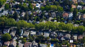 Balboa, Cortez, and Cabrillo Avenues, Burlingame, San Francisco, California, USA - aerial