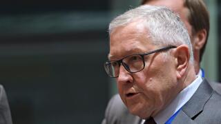 Brussels, Belgium. 8th July 2019. Managing Director of the ESM, Klaus Regling during the Eurogroup Finance Ministers' meeting. Credit: ALEXANDROS MICHAILIDIS/Alamy Live News