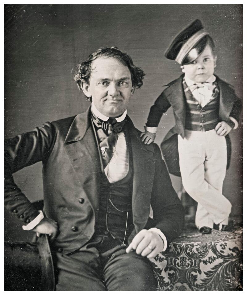 PT Barnum and General Tom Thumb, portrait photograph by Marcus Aurelius Root and Samuel Root, circa 1850