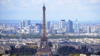 Eiffel Tower, The Eiffel Tower and business district of Paris, France