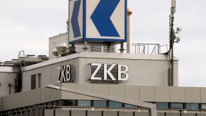 The logo of Swiss Zuercher Kantonalbank (ZKB) is seen at an office building in Zurich November 11, 2013. The Swiss National Bank (SNB) said on Monday has added Zuercher Kantonalbank (ZKB) to its list of banks that come under closer supervision due to thei