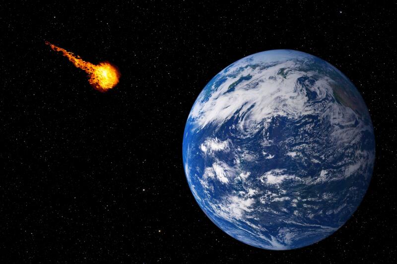 Dangerous asteroid approaching planet Earth, total disaster and life extinction, elements of this image furnished by NASA