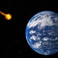 Dangerous asteroid approaching planet Earth, total disaster and life extinction, elements of this image furnished by NASA