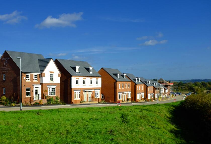 Row of houses being readied for sale, Grantham, Lincolnshire, England, UK