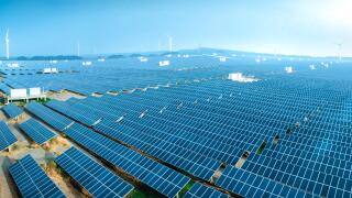Solar photovoltaic panels outdoors