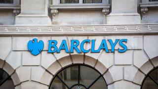 Barclays high street bank branch signage- London UK
