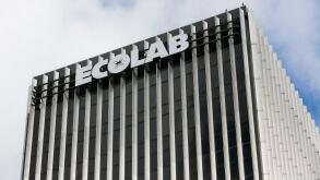 A logo sign outside of the headquarters of Ecolab, Inc., in St. Paul, Minnesota on October 24, 2015.