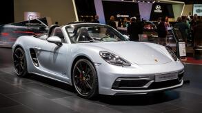 GENEVA, SWITZERLAND - MARCH 7, 2018: Porsche 718 Boxster GTS sports car presented at the 88th Geneva International Motor Show.