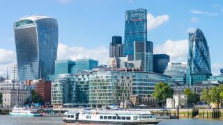 City of London skyline financial district skyscrapers River Thames City of London UK GB EU Europe