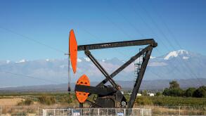 A pumpjack belonging to Argentinian oil company YPF is seen in the Uco valley near San Juan.