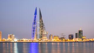 View of World Trade Center and skyline of Manama in Kingdom of Bahrain
