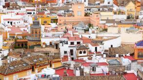 Seville, Spain - aerial view of Spanish residential architecture