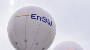 EnBW electricity company advertising balloons, Stuttgart, Germany