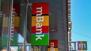 PRAGUE, CZECH REPUBLIC - JULY 2018: Exterior of a branch of the mBank in Prague.