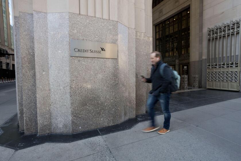 March 16, 2023, NEW YORK, NEW YORK, USA: View of the Credit Suisse Group AG office in New York, USA on March 17, 2023. Credit Suisse shares tumbled on Wednesday, sending stock markets in the U.S. and around the world lower amid growing concerns about the 