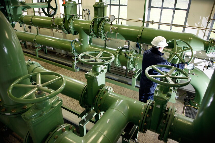 Pumping station for natural gas, for local gas supply, Gelsenkirchen, Germany.