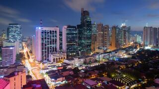 Eleveted, night view of Makati, the business district of Metro Manila.