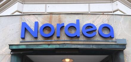 GOTHENBURG, SWEDEN - AUGUST 27, 2018: Nordea Bank branch in Gothenburg, Sweden. Nordea became one of biggest banks in Scandinavia after a merger of mu