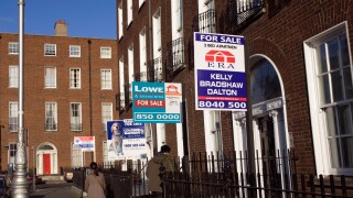 Dublin For Sale Signs Mountjoy Square Ireland. Image shot 2008. Exact date unknown.