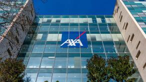 Facade of the Axa headquarters, in the Paris La Defense business district. Axa is a French international insurance and asset management group