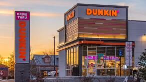 Dunkin' (formerly Dunkin' Donuts) coffee and donut shop in Snellville, Georgia, just east of Atlanta on Highway 78. (USA)